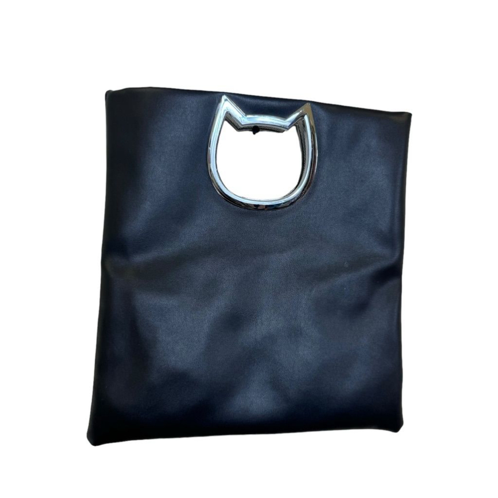 Women's Cat Lady Box Black Cat Handle Handbag